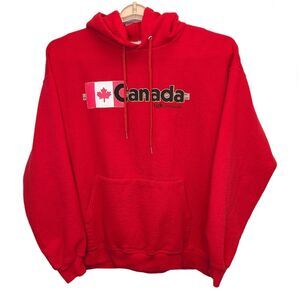 VTG Walt Disney World Canada Epcot World Showcase Red Fleece Hoodie Adult L